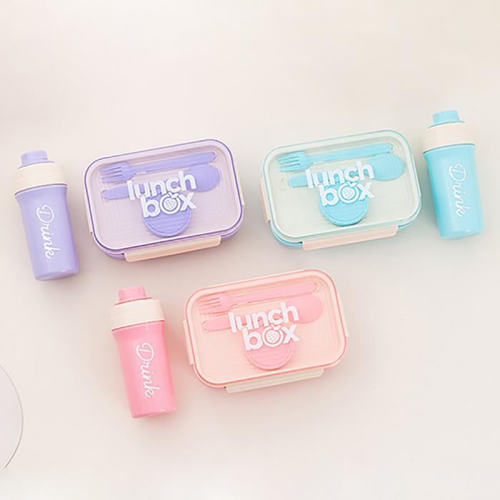 長(zhǎng)方形沙拉飯盒水壺套裝1100ml+400ml